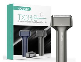 Vyrų elektrinis skustuvas 3in1, atsparus vandeniui, USB, LED, 90 min, VOYOR TX310