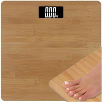 Elektroninės bambukinės vonios svarstyklės, LCD, iki 180 kg, su temperatūros rodymu