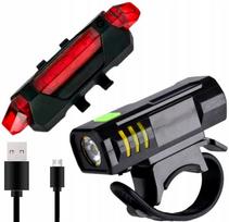 Dviračio LED žibintų rinkinys priekiniam ir galiniam apšvietimui, USB įkrovimas