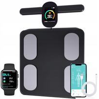 Skaitmeninės svarstyklės Fitdays su BMI, spalvotu Bluetooth ekranu, juodos