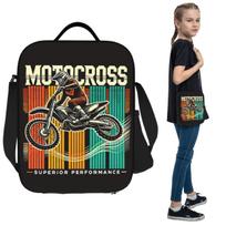 Motocross Dirt Bike Insulated Lunch Bag for Women Office Cooler Thermal Food Box Tote Portable Lunch Boxes Container One Size black