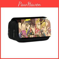 Jojos Bizarre Adventure Anime Pattern Waterproof Pen Bag With Multiple Pockets For Writers And Students 20x9x11cm black