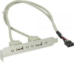 InLine USB 2.0 Slot Bracket 2x USB Type A female to 1x 10Pin Connector 35cm (33391)