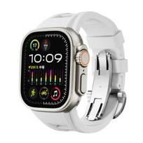 Luxury Men Silicone Band for Apple Watch Ultra 2/1 49mm 46mm 44mm 45mm Sports Bracelet Correa for iWatch 10 9 8 7 6 5 4 SE Strap 45mm black