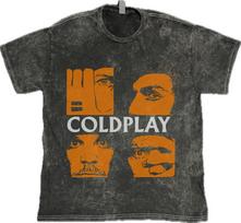 Coldplay  Rock Band on 100% Cotton Vintage Washed Tee Unisex T-Shirt S orange