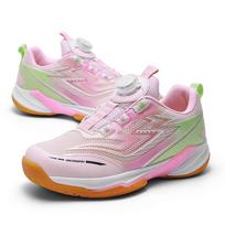 Unisex Indoor Sports Shoes: Badminton, Football, Tennis, Volleyball, Baseball - Rotary Buckle, Flat Design for Men, Women & Kids 38 rožinė