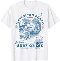 Mavericks Beach Surfing Girl Pacific Ocean Surf Board Men T-Shirt S įvairiaspalvis