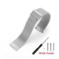 20mm 22mm Quick Release Milanese Watch Strap Metal Double Safety Watch Buckle Band Replacement for Universal Watch Bracelet 22mm rožinės rožinės spalvos
