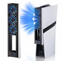 For PS5 Pro/PS5 Slim Rear Temperature-Controlled Cooling Fan Slim Consoles with RGB Lighting blue
