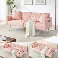 Moderni teddy-fur bouclé dvivietė sofa, 3 lygių reguliuojamas atlošas, 2 pridedamos pagalvės, tvirtos metalinės kojos, minkšta ir patogi svetainei, Rožinė rožinė