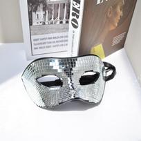 Disco Bright Ball Glitter Face Mask Mirror Eye Covers Silver Masquerade Mask Party Props Eye Mask For Women Men Party Prom C gray
