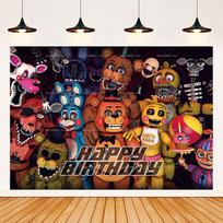 FNAF Five Nights Horrible Birthday Party Decoration Background Horrible Party Supplies Banner Photography Backdrop Boy Room Deco 47.2x31.5inch/120*80cm black