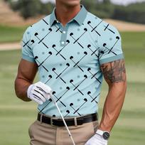Golf Essential! Golf Club Print Short Sleeve Polo Shirt S white