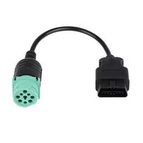 9 Pin to 16 Pin OBD2 Truck Diagnostic Scanner Cable Adapter J1962-J1939 for Cummins Diesel Engine black
