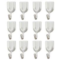 12Pcs Self Adhesive Bathroom Kitchen Stick On Wall Door Towel Holder Hook Hanger white