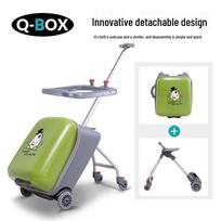 QBOX Kids Ride-On Carry-On Luggage with Brake 20 inches gray
