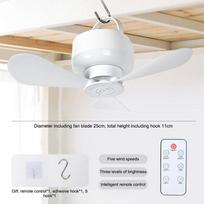 Usb Rechargeable Ceiling Fan With Light Remote Control Portable Small Fan Lamp Ceiling Fans For Bedroom Dorm Camping Tent balta
