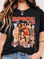Vintage Spice Girls Tee 90s Pop Band Concert Shirt Retro Music Fan Gift S brown