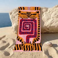 Egipto spalvingas abstraktus tigro ir leopardo paplūdimio rankšluostis paplūdimiams, jogos studijoms, sporto salėms, karštoms versmėms, baseinams ir iškyloms STJ50x100CM orange