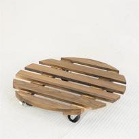 Perkelkite savo vazoninius augalus lengvai dėka šio vazonų padėklo su karbonizuotos medienos pagrindu ir didelio patvarumo ratukais 25x25x6.5cm beige