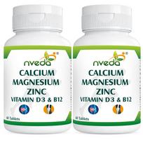 Nveda Calcium 1000mg with Vitamin D3, K2, Magnesium, Zinc & B12 | Strong Bones & Joint Health Supplement for Men & Women | 120 Veg Tablets (Pack