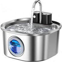 3.2L Stainless Steel Wireless Pet Water Fountain Battery Powered Motion Sensor Silent Filtered Cat and Dog Water Fountain gray