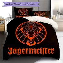 Jägermeister Orange Deer Head Logo Black Background Print 3 Pieces Duvet Cover Set Bar Style Bedding Bedroom Home Decor Without Pillow Core Comforter 135x200cm white