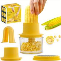 2 in 1 Multifunctional Corn and Ginger Grinder , Stainless Steel Manual Kernel Remover with Ergonomic Handle, Quickly Remove Kernels geltona
