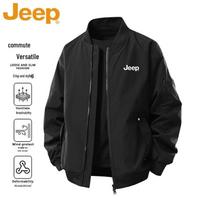 JEEP Vyrų vėjui atsparus laisvalaikio švarkas su stovinčia apykakle XL juoda