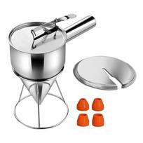 1200L Nerūdyjančio Plieno Kūginis Tešlos Piltuvėlis Takoyaki Tešlos Dozatoriui Su Nuimamu Stovu Ir Ergonomiška Rankena 1 white