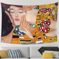 The Kiss By Gustav Klimt Tapestry Art Wall Hanging Aesthetic Home Decoration Tapestries for Living Room Bedroom Dorm Room 95x70cm  37x29in beige