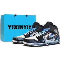 Jordan Air Jordan 1 Abrasion Resistant Abrasion Resistant Mid top Vintage Basketball Shoes Men's Ice Blue DQ8426-001(Team400-) 44 black