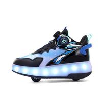 USB LED šviesos sportbačiai vaikams vaikams Riedučiai Ratai Batai Švytintys sportiniai batai 29 mėlyna/juoda