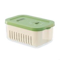 Innovative Timer Refrigerator Sealed Box for Organizing Fruits Vegetables Fridge with Drain Basket X3UC žalia