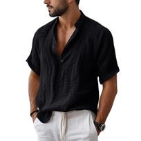 Linen Shirts for Men Casual Short Sleeve Shirts for Men Relaxed Fit Polo Shirts for Men Mens Polo Shirts Short Sleeve Comfortable Style XL beige