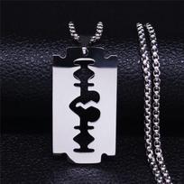 Gothic Blade Razor Pendant Necklaces Men Black Color Stainless Steel Chain Necklace Aesthetic Jewelry collier homme N423S01 black