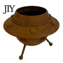 Retro Succulents Container Metal UFO Planter, Rusty Alien Spaceship Plant Pot, Novelty Unique Home Office Decor for And Indoor Plants, Desktop Holder 1pc black