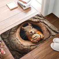 3D Voverės Durų Kilimėlis su Medžio Skylės Dizainu Neslystantis Įėjimo Kilimas Namų Dekoro Svetainės Miegamojo Gamta Įkvėpta Dekoro 43X75CM gray