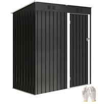5 x 3 ft Lean-to Garden Shed, Outdoor Storage Shed with Lockable Door and Vents, Dark Grey 163 x 90 x 179 cm tamsiai pilka spalva