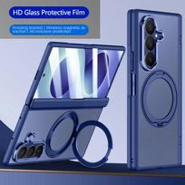 For Samsung Z Fold 8 Ultra Galaxy Z Fold 7 Matte Frosted Metal Magnetic Ring Kickstand Case with Tempered Glass Screen and Hinge Galaxy Z Fold8 ultra