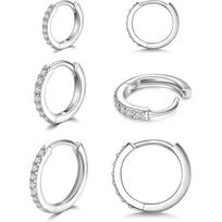 925 Sidabro Maži Hoopai Cirkonis Huggie 14K Auksu Padengtas Ausies Cartilage Ausies Manžetė Maži Auskarai Moterims Vyrams 14mm sidabras