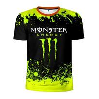 Vasarinis Monster Energy Prekės ženklo 3D Spausdinti Marškinėliai Atsitiktiniai Greitai Džiūstantys Kvėpuojantys Apvalia Kaklo Trumpomis Rankovėmis S black
