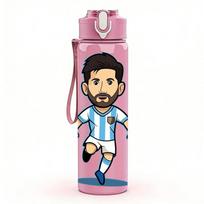 1 vnt. Messi Futbolo Žaidėjas Bėgantis Animacinis 750ml Spalvotas Plastikinis Sportinis Vandens Buteliukas Nevarvantis Dangtelis Su Atlenkiamu Šiaudeliu Tinka Sportui, Biurui, Namams Pack of 1 rožinė