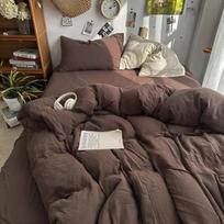 Patalynės komplektas Ins Ambiance Mėlynas Kavos langelis Sumaišytas su skalauta medvilne Minimalistinis Keturių dalių komplektas Paklodės su gumyte Antklodės užvalkalas Flat Bed Sheet&150x200 4pcs gray