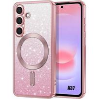 Case for Samsung Galaxy A37 5G, Anti-Scratch Protection with Magnetic Ring - Glitter Pink rožinė