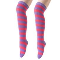 Pair Kids Striped Thigh High Socks Soft Stretchy Thermals Winter Wear Style Fashion Girls Elastic Over Knees Socks red