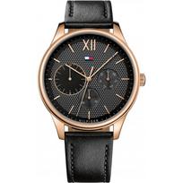 Tommy Hilfiger Damon Juodas Ciferblatas Juodas Odinis Vyriškas Kvarcinis Laikrodis 1791419 juoda
