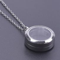 Vidinis storis 8mm Stiklo Cirkonio Varžtas Medalionas Pakabukas Karoliai 30mm Nerūdijančio Plieno Medalionai Karoliai Moterims Vyrams Dovana gray