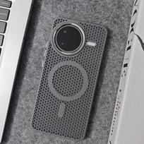 Slim Cooling For Xiaomi POCO F7 Ultra Pro Case Magnetic Dissipate Heat Honeycomb Breathable Wireless Charge Cover POCO F7 Ultra pilka spalva