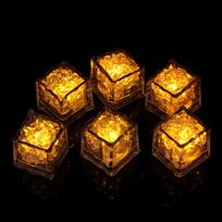 Šviečiantys LED ledo kubeliai - Septynių spalvų keičiami šviestuvai vestuvėms ir barams Yellow Light Ice Cube brown